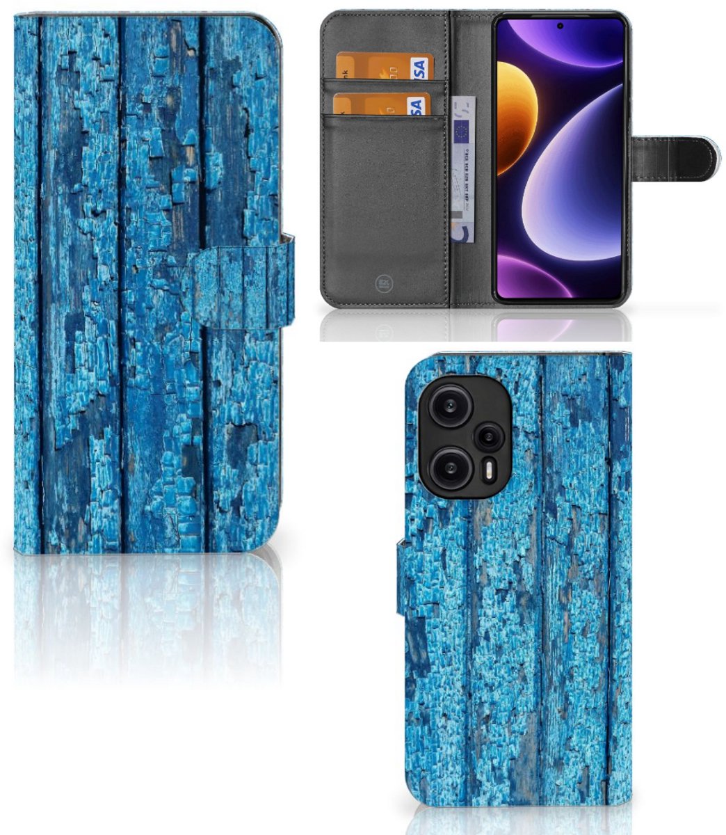 Xiaomi Poco F5 Book Style Case Wood Blue