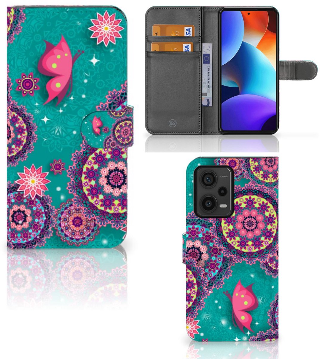 Xiaomi Redmi Note 12 Pro Plus Hoesje Cirkels en Vlinders