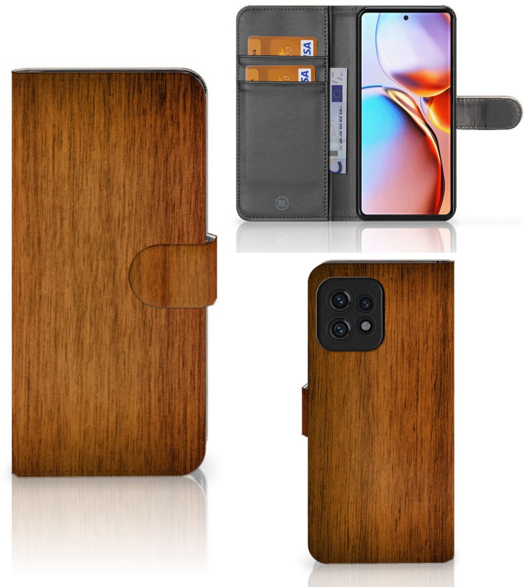 Motorola Edge 40 Pro Book Style Case Donker Hout