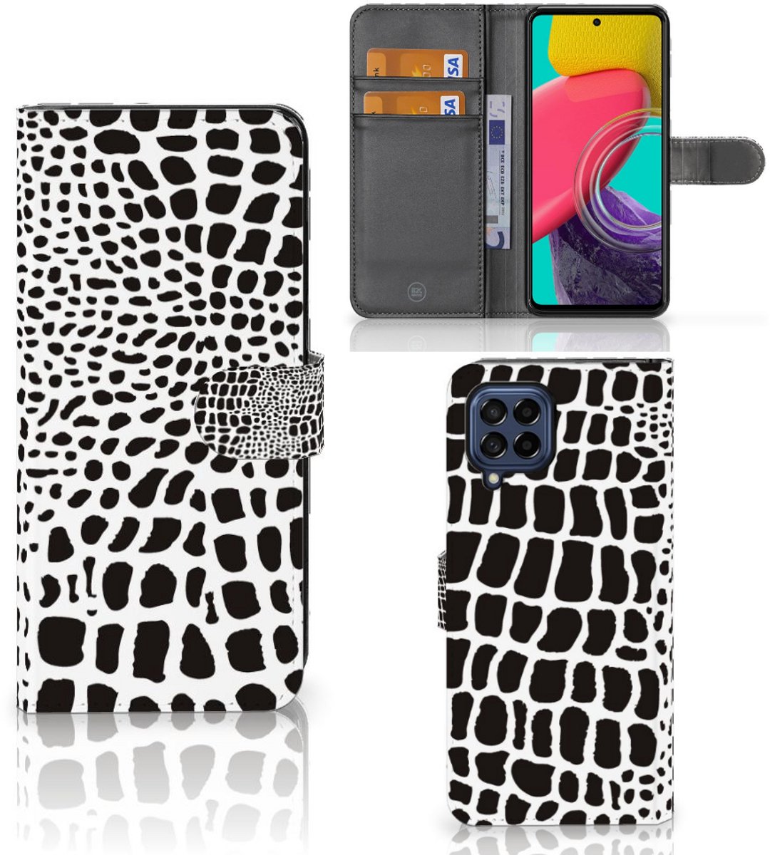 Samsung Galaxy M53 Telefoonhoesje met Pasjes Slangenprint