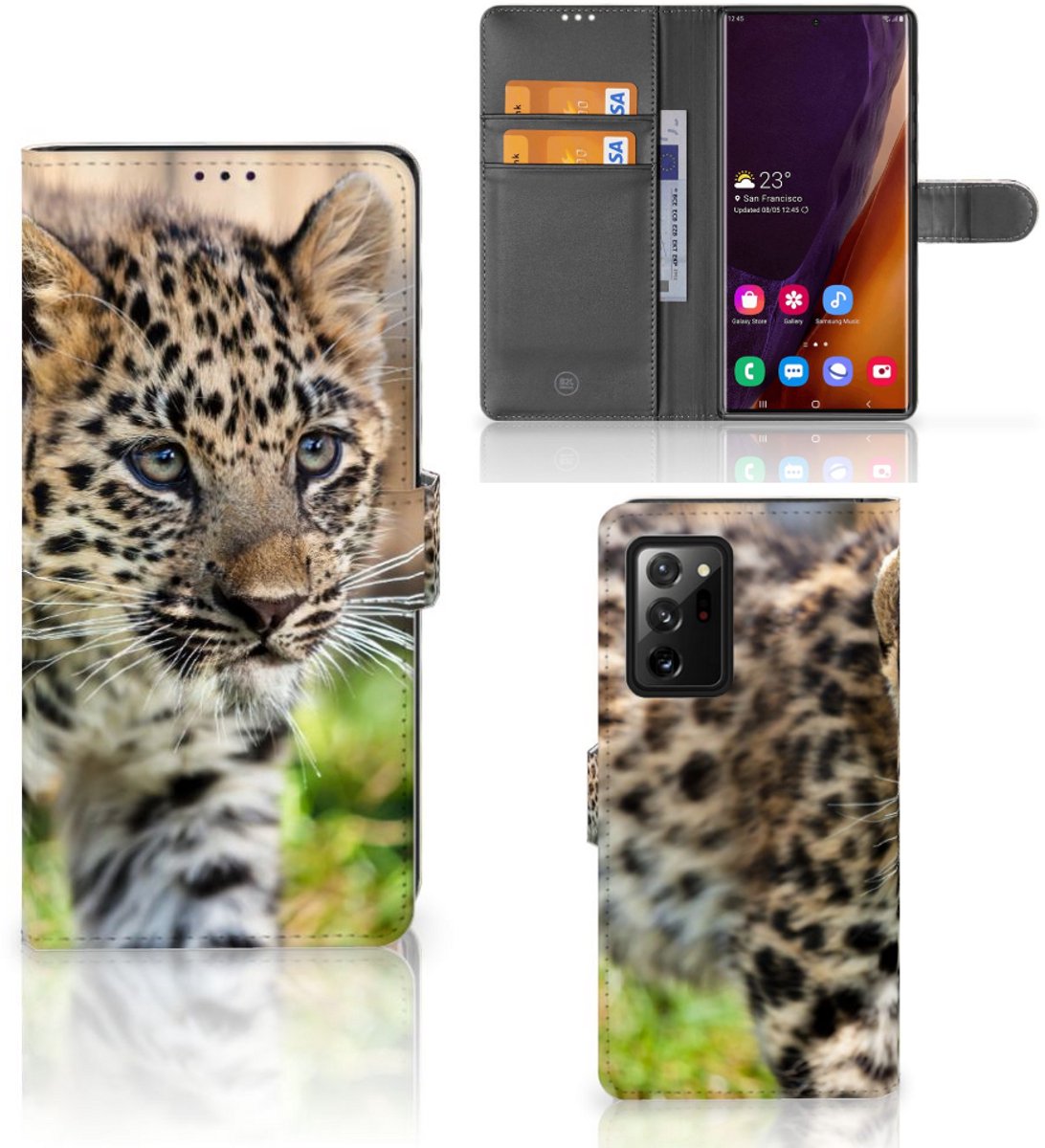 Samsung Galaxy Note20 Ultra Telefoonhoesje met Pasjes Baby Luipaard