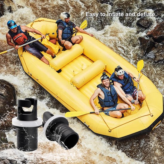 Opblaasbare Boot Adapter - Kajak Adapter Ventiel - Boot Opblazen - Stevige Kunststof Structuur - 2 Stuks - Zwart — afbeelding 3