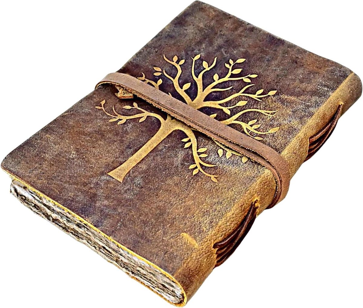 Leren Notitieboek - Dagboek Schetsboek - Schrijven Tekenen - Handgemaakt Buffalo Leer - 18x13 cm - Vintage Bruin