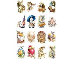 Decoupage Papier Pack (10 vellen A4/8x12) Paashaas Chicks FLONZ Vintage Ephemera door Flonz