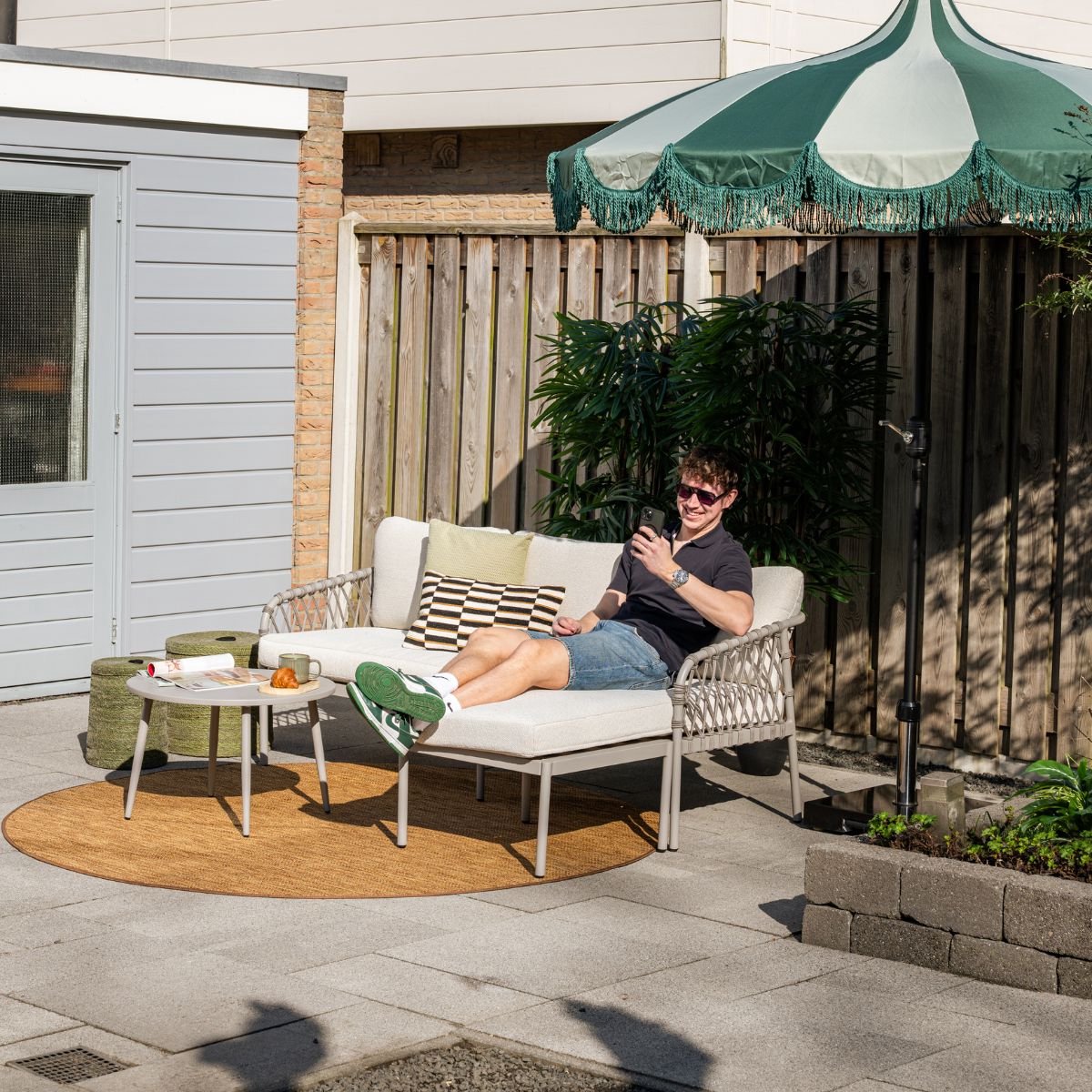 Novi Bente loungeset 3-delig chaise longue - zand thumbnail 5