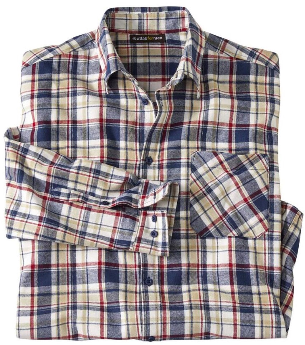 ATLAS FOR MEN - Klassiek flanellen overhemd met ruitjes - Heren - Verkrijgbaar in grote maten - 3XL