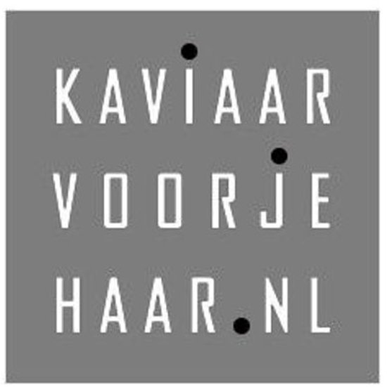 Carré gris avec texte blanc : Kaviaar pour vos cheveux.nl
