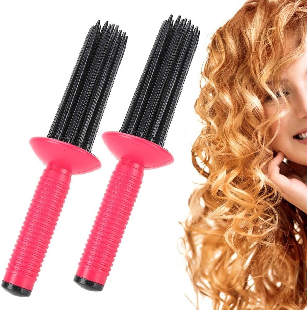 Zachte krulrollers met antislip grip, draagbaar en milieuvriendelijk ontwerp voor alle haartypes - 17 kamtanden voor perfecte krullen