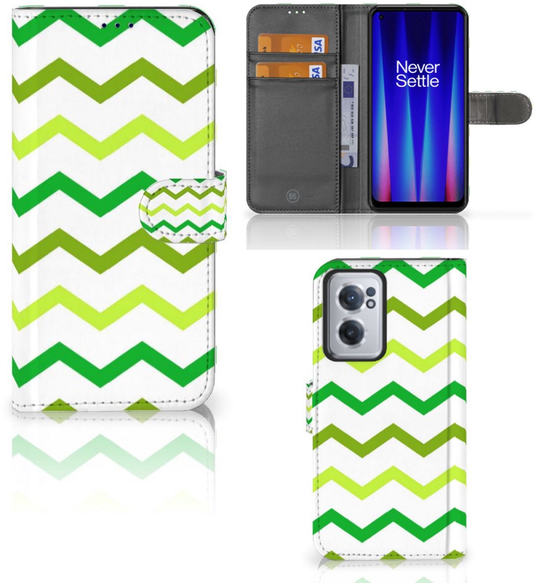 OnePlus Nord CE 2 Telefoon Hoesje Zigzag Groen