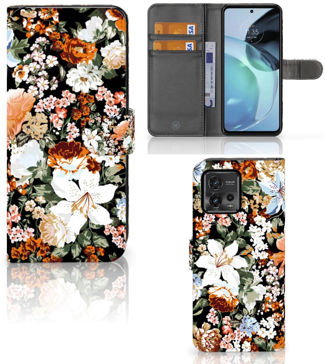 Hoesje voor Motorola Moto G72 Dark Flowers