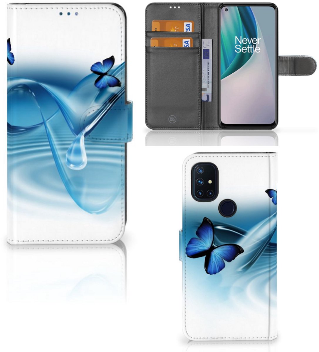 OnePlus Nord N10 Telefoonhoesje met Pasjes Vlinders
