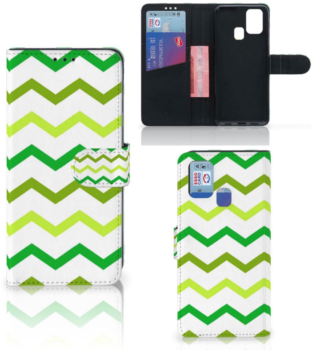 Samsung Galaxy M31 Telefoon Hoesje Zigzag Groen