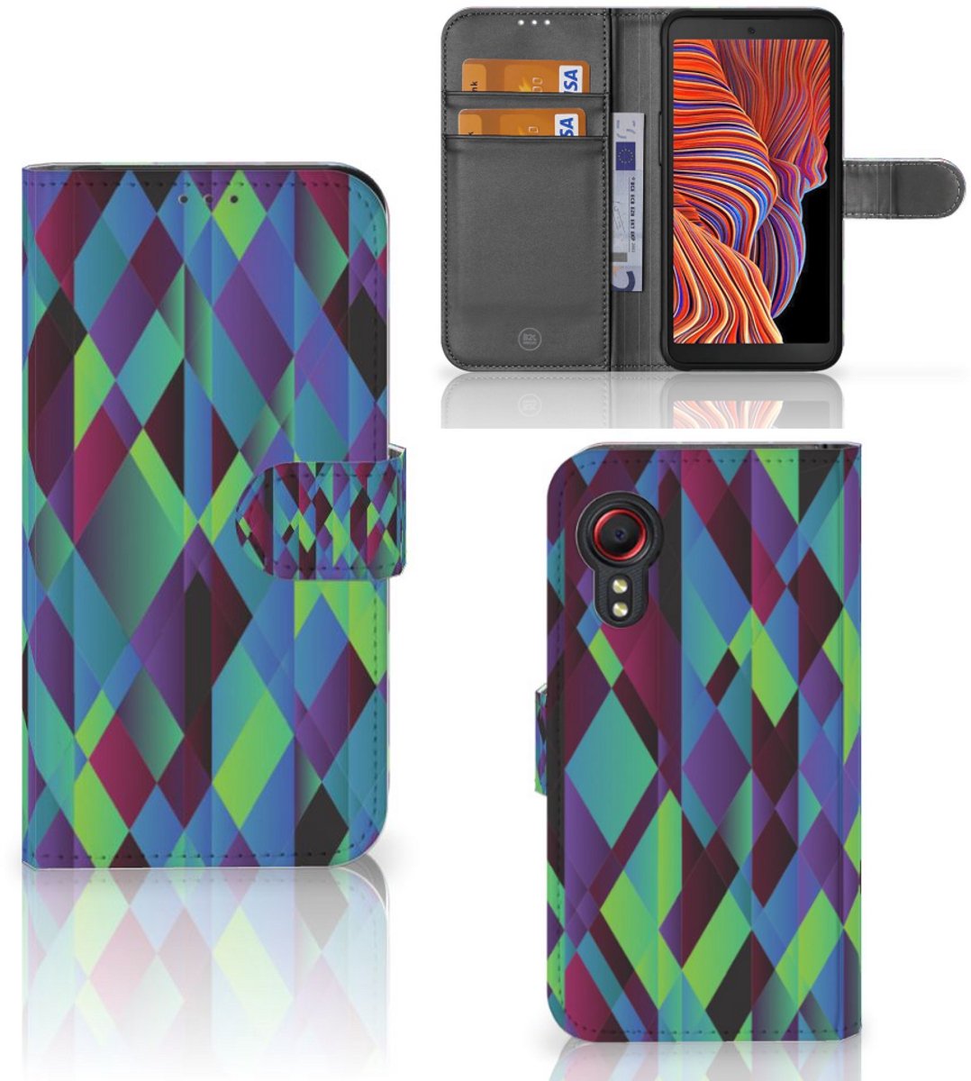 Samsung Galaxy Xcover 5 Book Case Abstract Green Blue