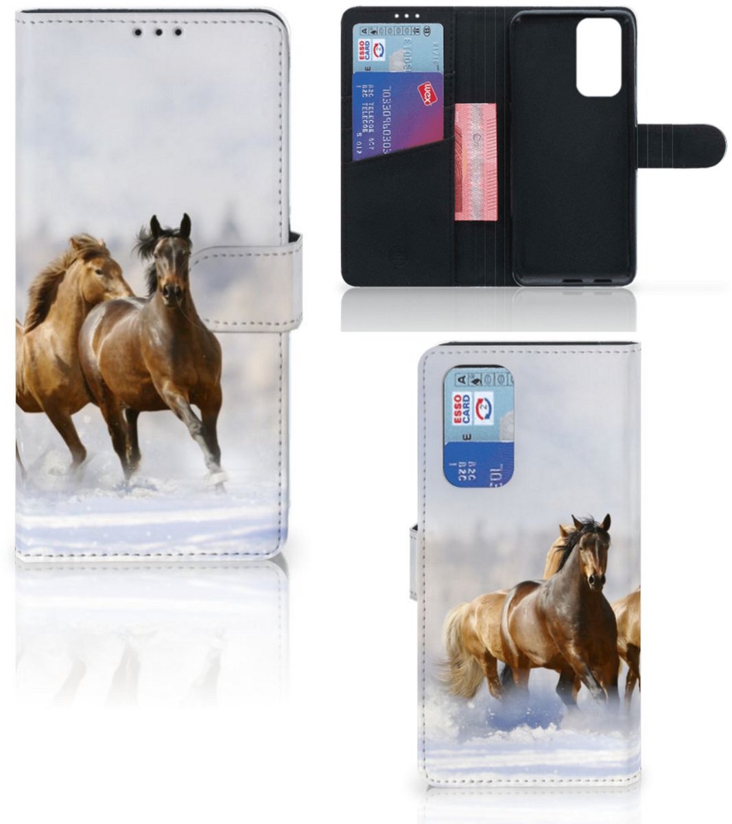 OnePlus 9 Pro Telefoonhoesje met Pasjes Paarden