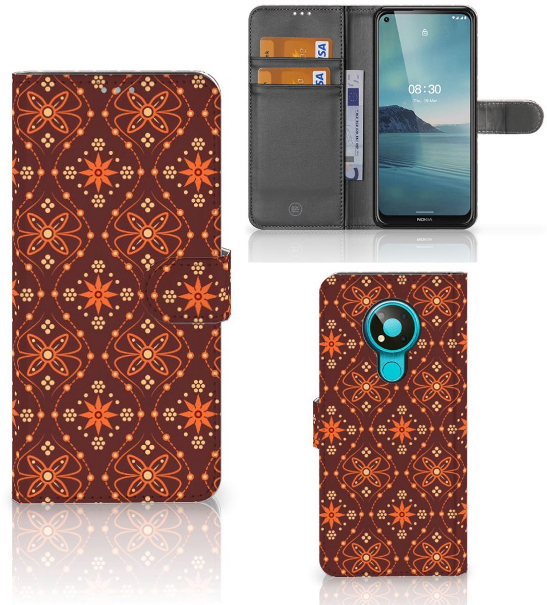 Nokia 3.4 Telefoon Hoesje Batik Brown