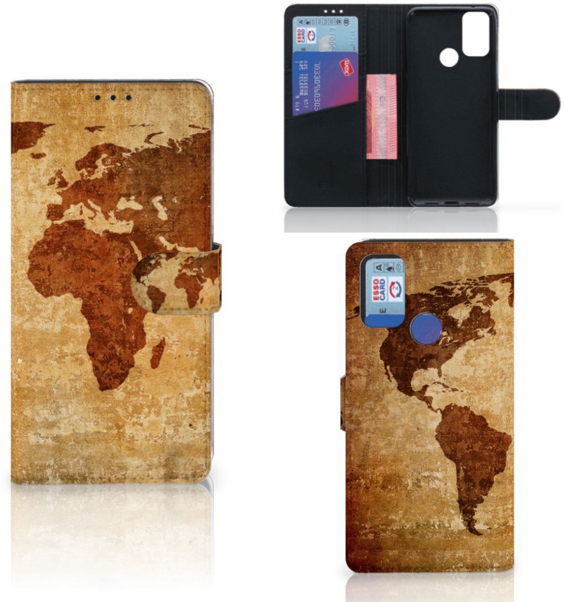 Alcatel 1S (2021) Flip Cover Wereldkaart