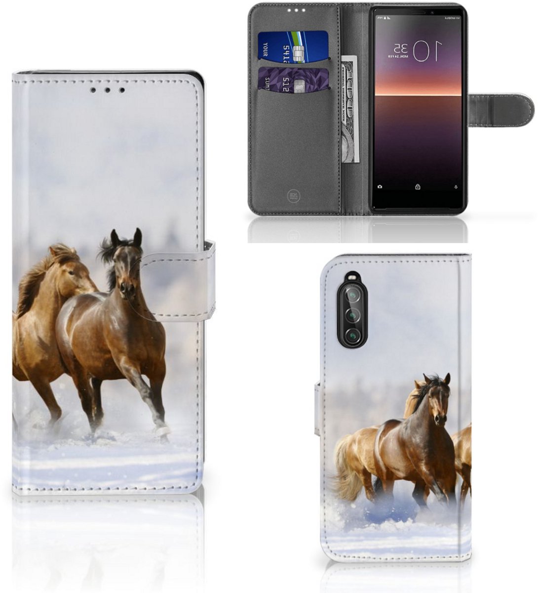 Sony Xperia 10 II Telefoonhoesje met Pasjes Paarden