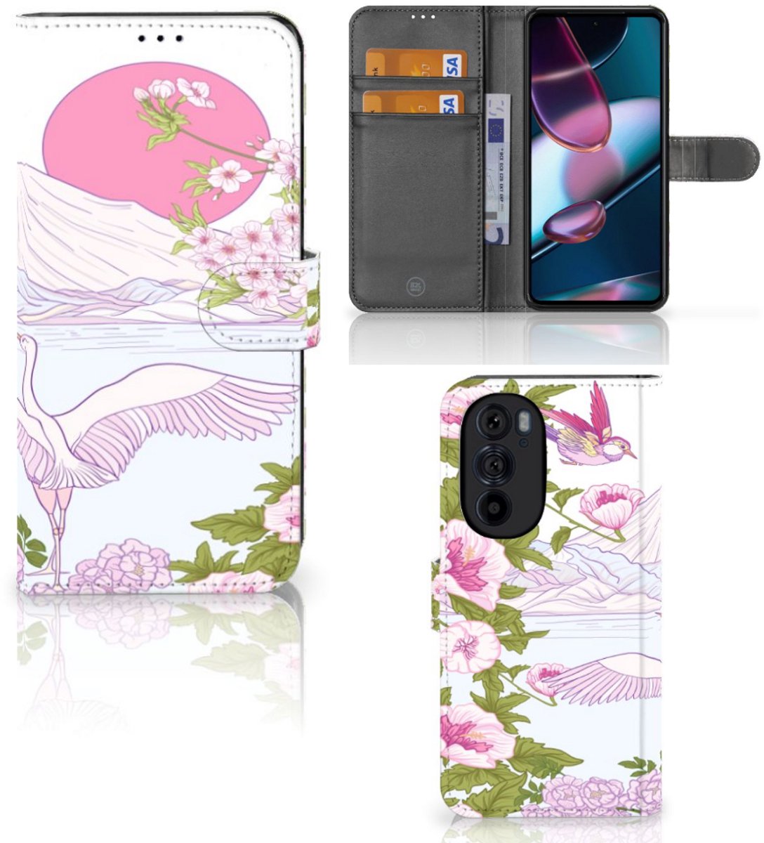 Motorola Edge 30 Pro Telefoonhoesje met Pasjes Bird Standing