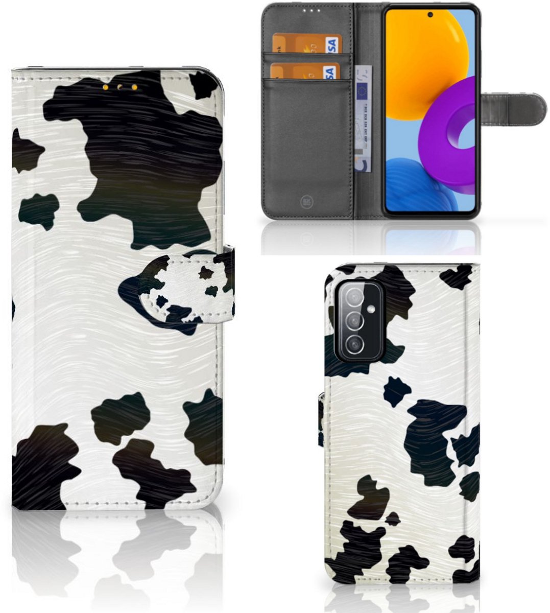 Samsung Galaxy M52 Telefoonhoesje met Pasjes Koeienvlekken