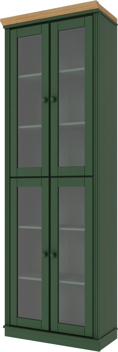 Notio Living Anita- Boekenkast Glazen Deuren 4 pcs GreenStW Groen stain wax