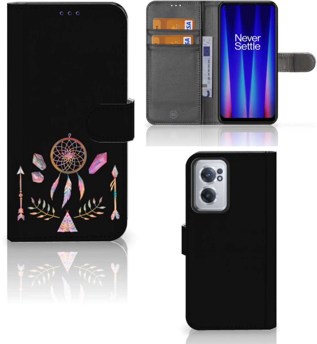 Book Case voor OnePlus Nord CE 2 Leuk Hoesje Boho Dreamcatcher
