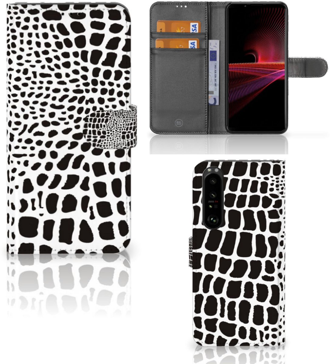 Sony Xperia 1 III Telefoonhoesje met Pasjes Slangenprint