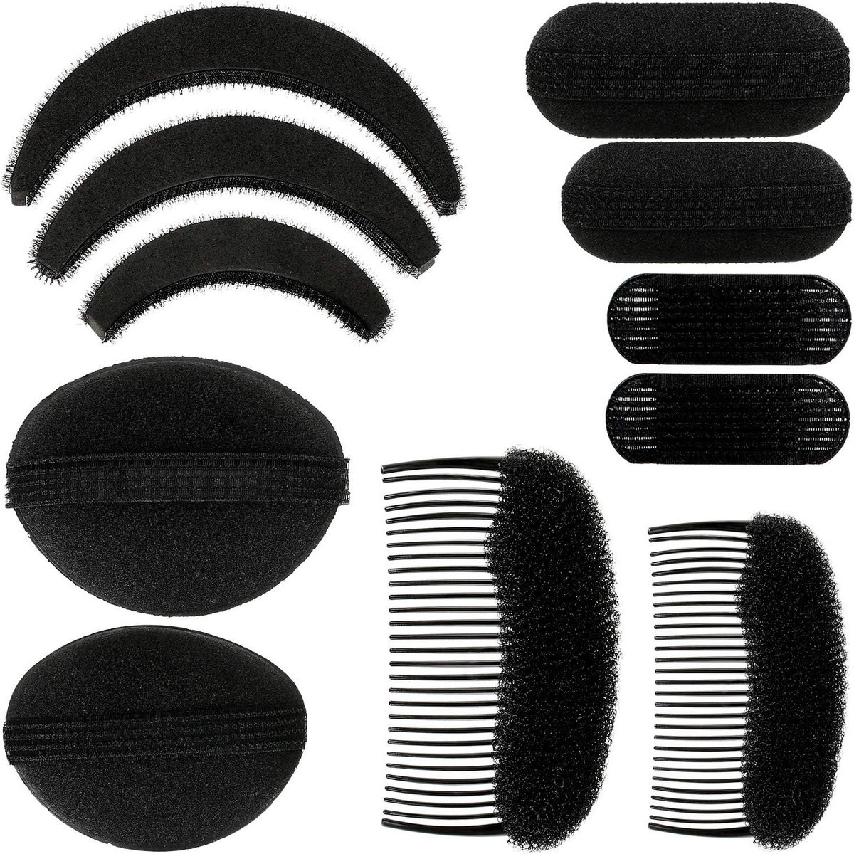 11-delige set volumizer voor haar met spons, stylingtools en clips voor DIY kapsels en haaraccessoires voor vrouwen