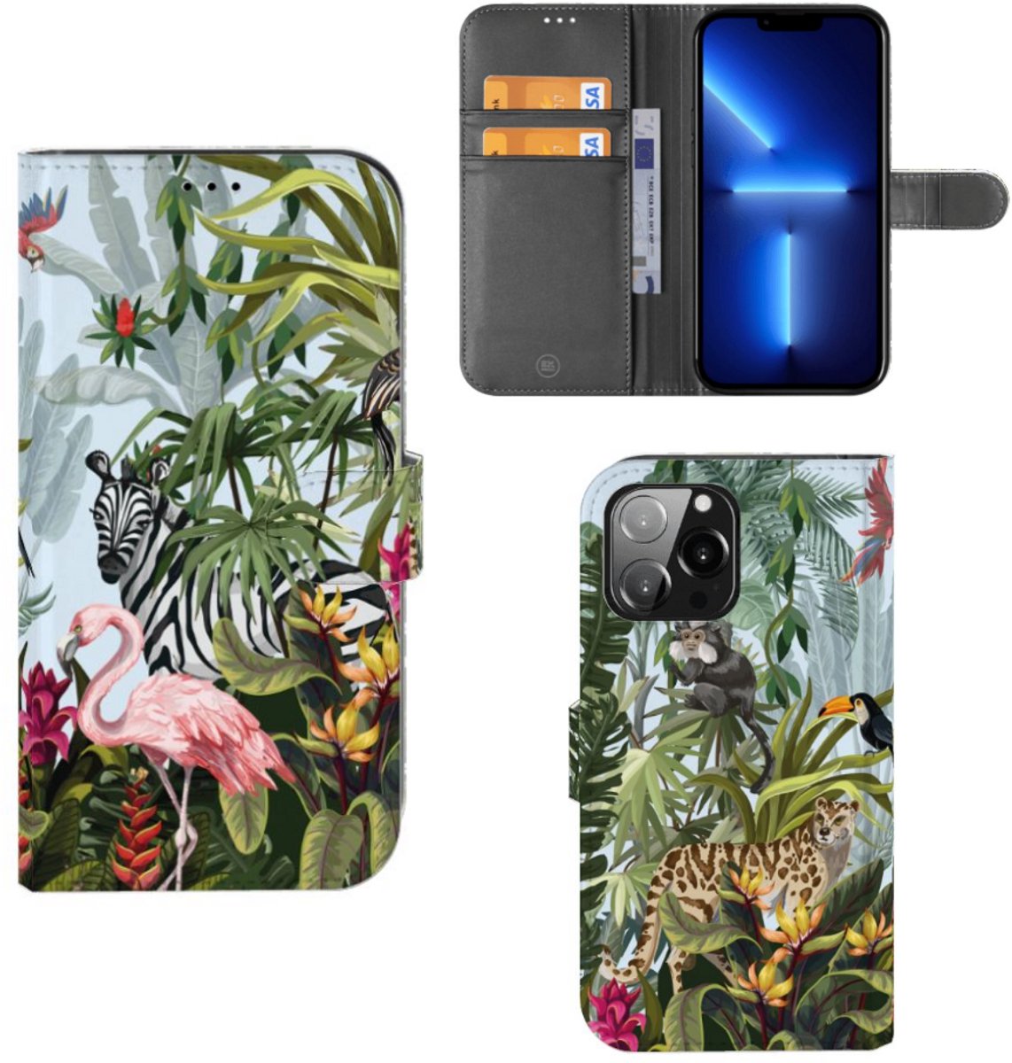 Telefoonhoesje met Pasjes voor iPhone 13 Pro Max Jungle