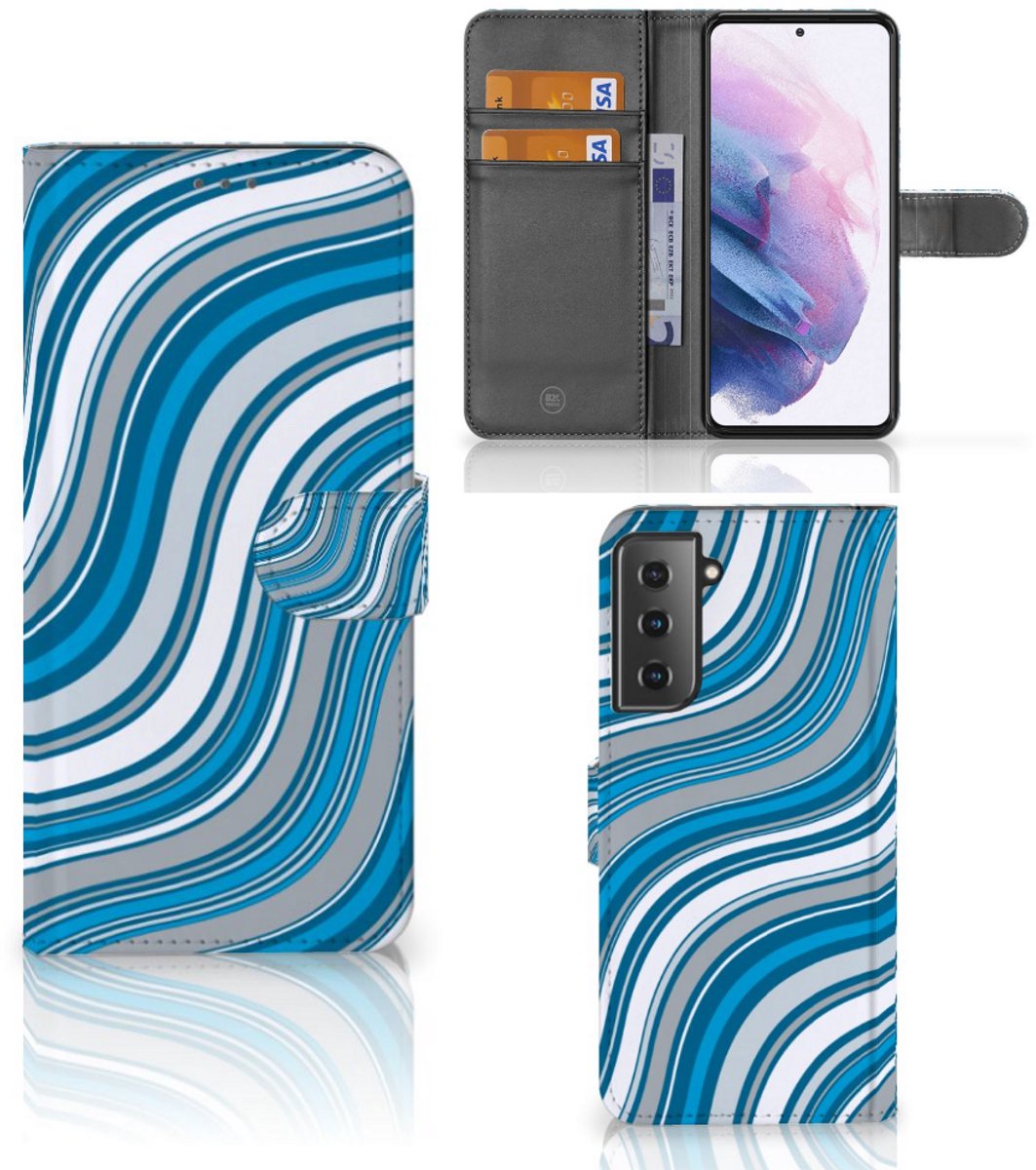 Samsung Galaxy S21 Plus Telefoon Hoesje Waves Blue