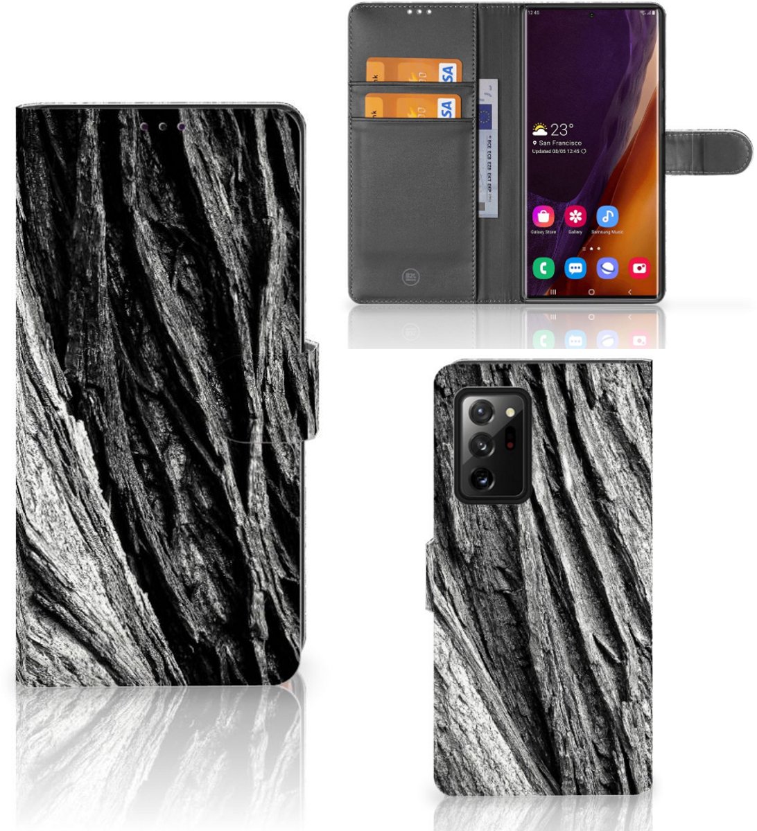 Book Style Case Samsung Galaxy Note20 Ultra Boomschors Grijs