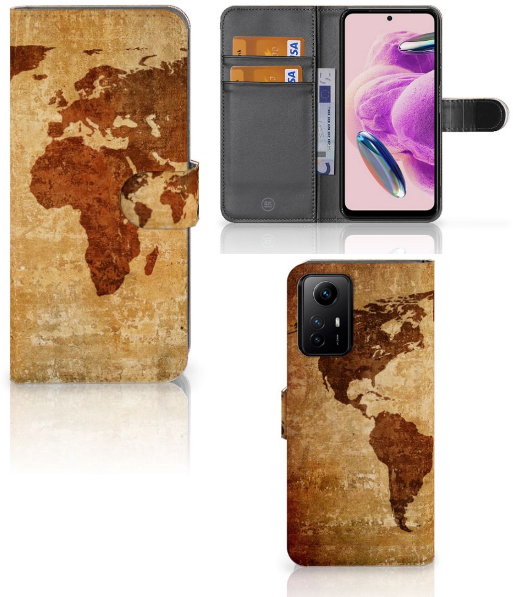 Xiaomi Redmi Note 12S Flip Cover Wereldkaart