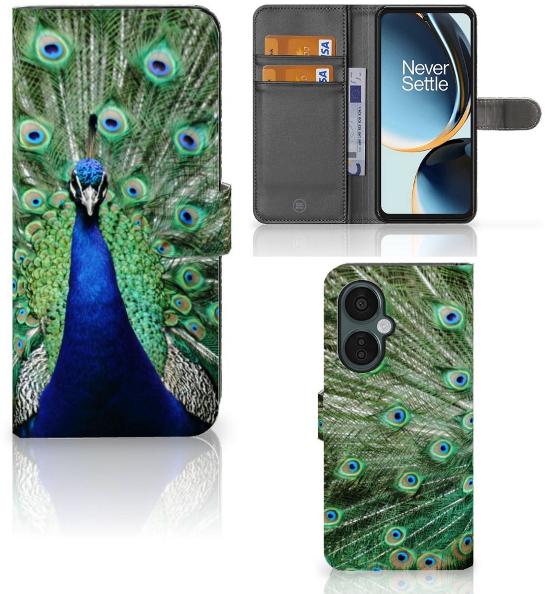 OnePlus Nord CE 3 Lite Telefoonhoesje met Pasjes Pauw