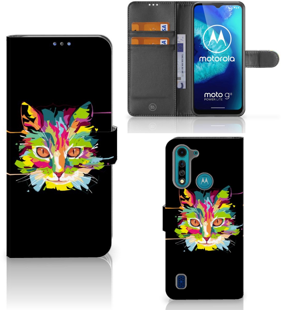 Motorola G8 Power Lite Leuk Hoesje Cat Color