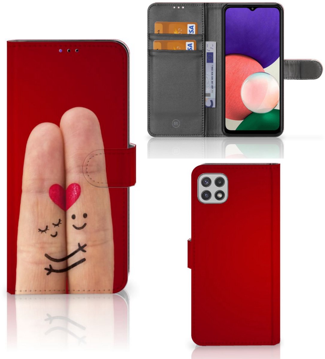 Samsung Galaxy A22 5G Wallet Case met Pasjes Liefde - Origineel Romantisch Cadeau