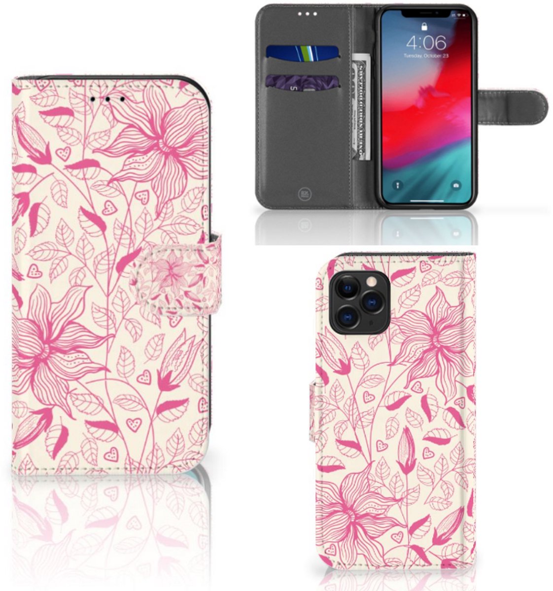 Apple iPhone 11 Pro Hoesje Pink Flowers