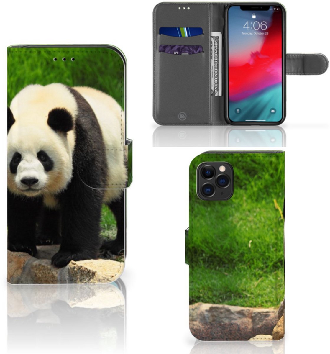 Apple iPhone 11 Pro Telefoonhoesje met Pasjes Panda