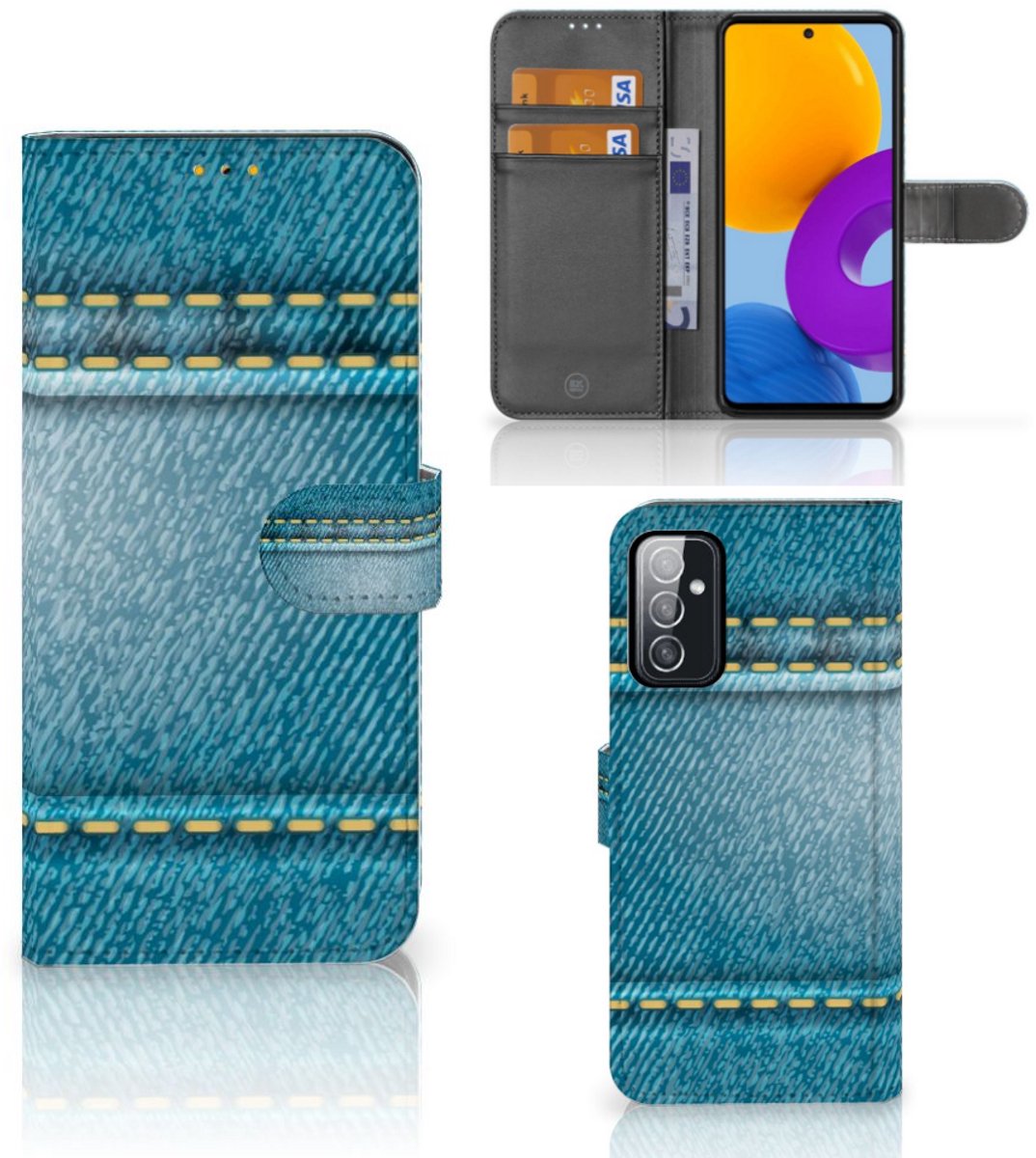 Samsung Galaxy M52 Wallet Case met Pasjes Jeans