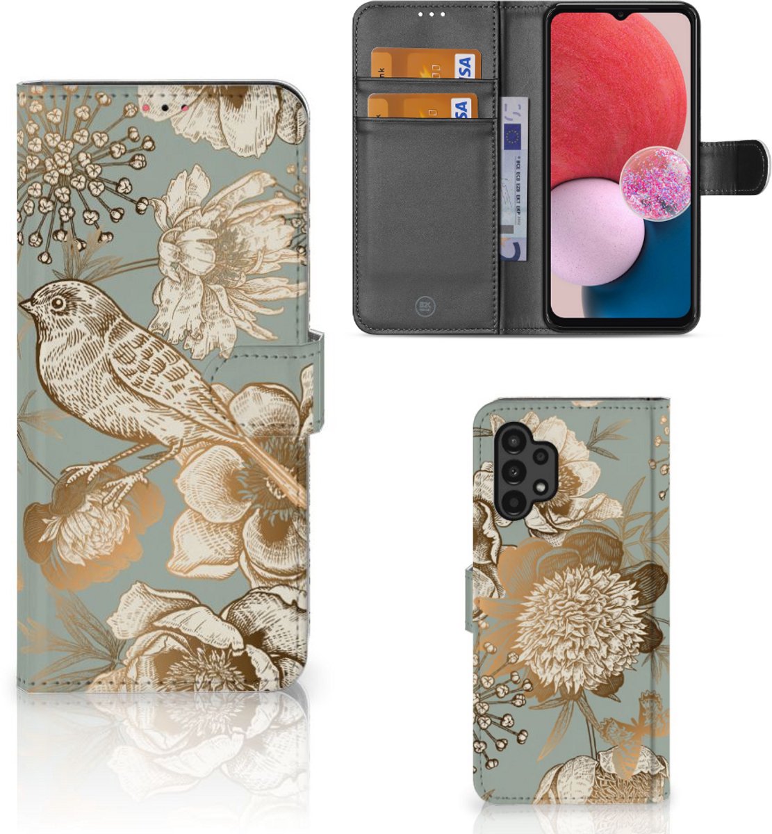 Hoesje voor Samsung Galaxy A13 (4G) Vintage Bird Flowers