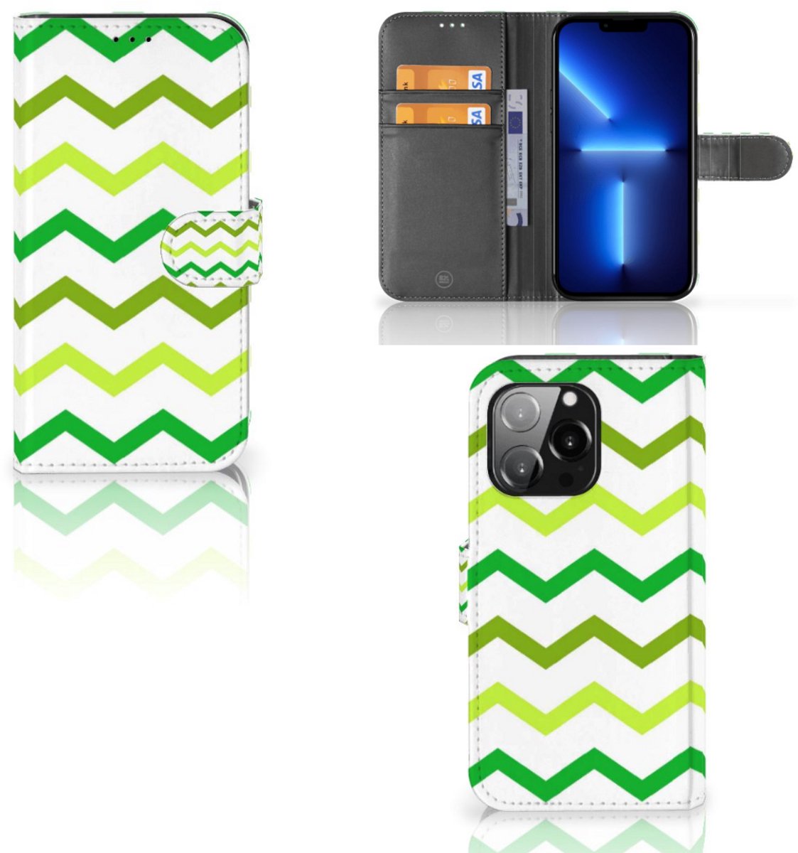 iPhone 13 Pro Telefoon Hoesje Zigzag Groen