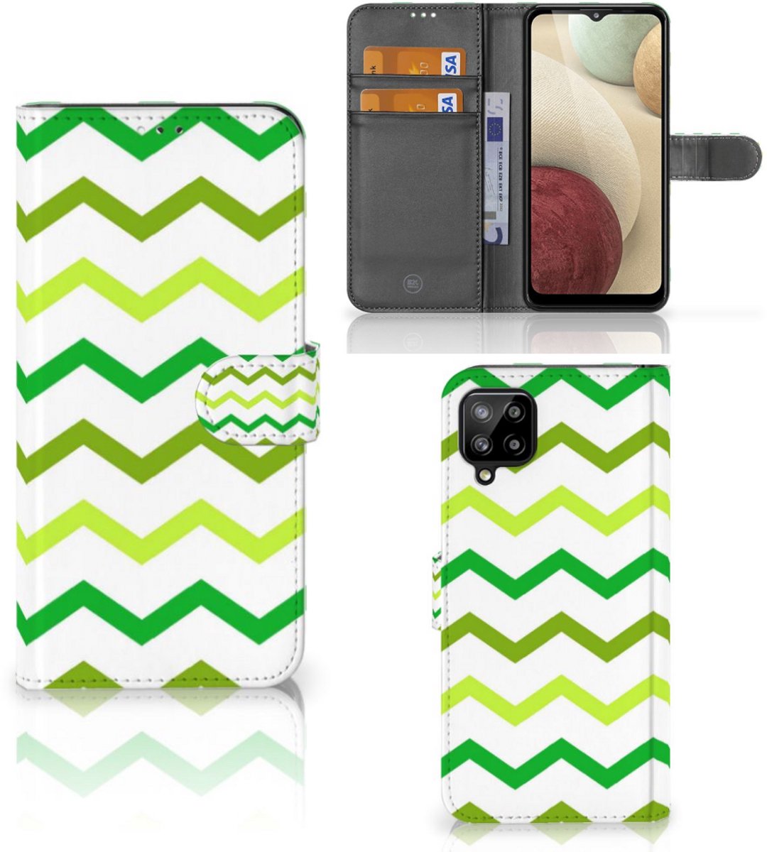 Samsung Galaxy A12 Telefoon Hoesje Zigzag Groen