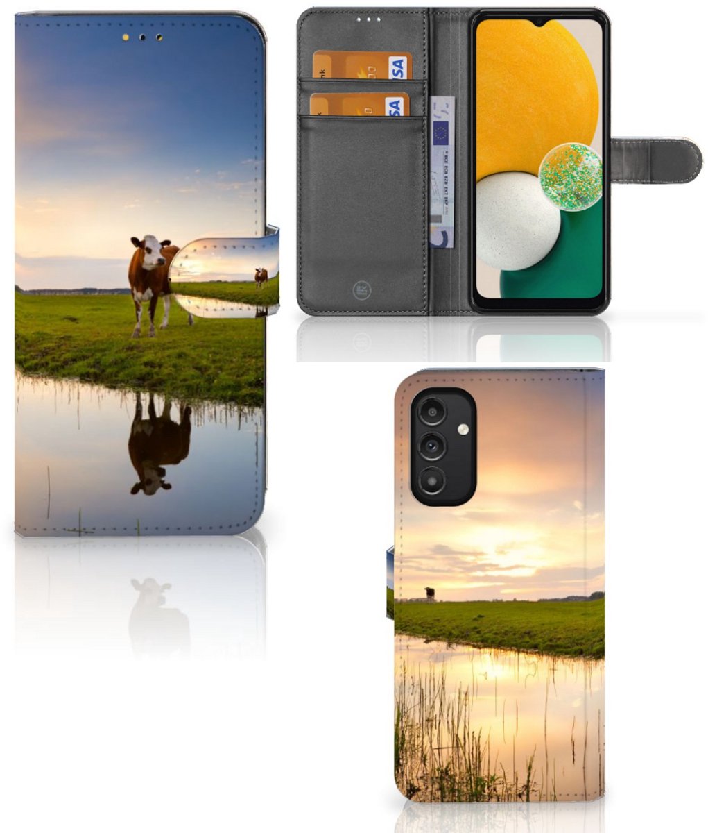 Samsung Galaxy A14 5G Telefoonhoesje met Pasjes Koe