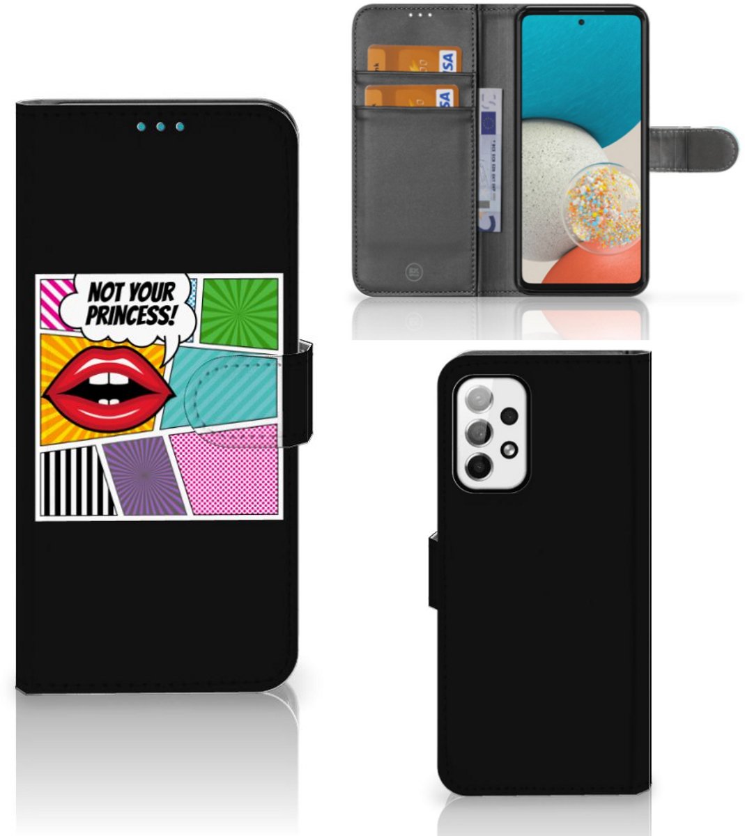 Samsung Galaxy A73 5G Wallet Case met Pasjes Popart Princess