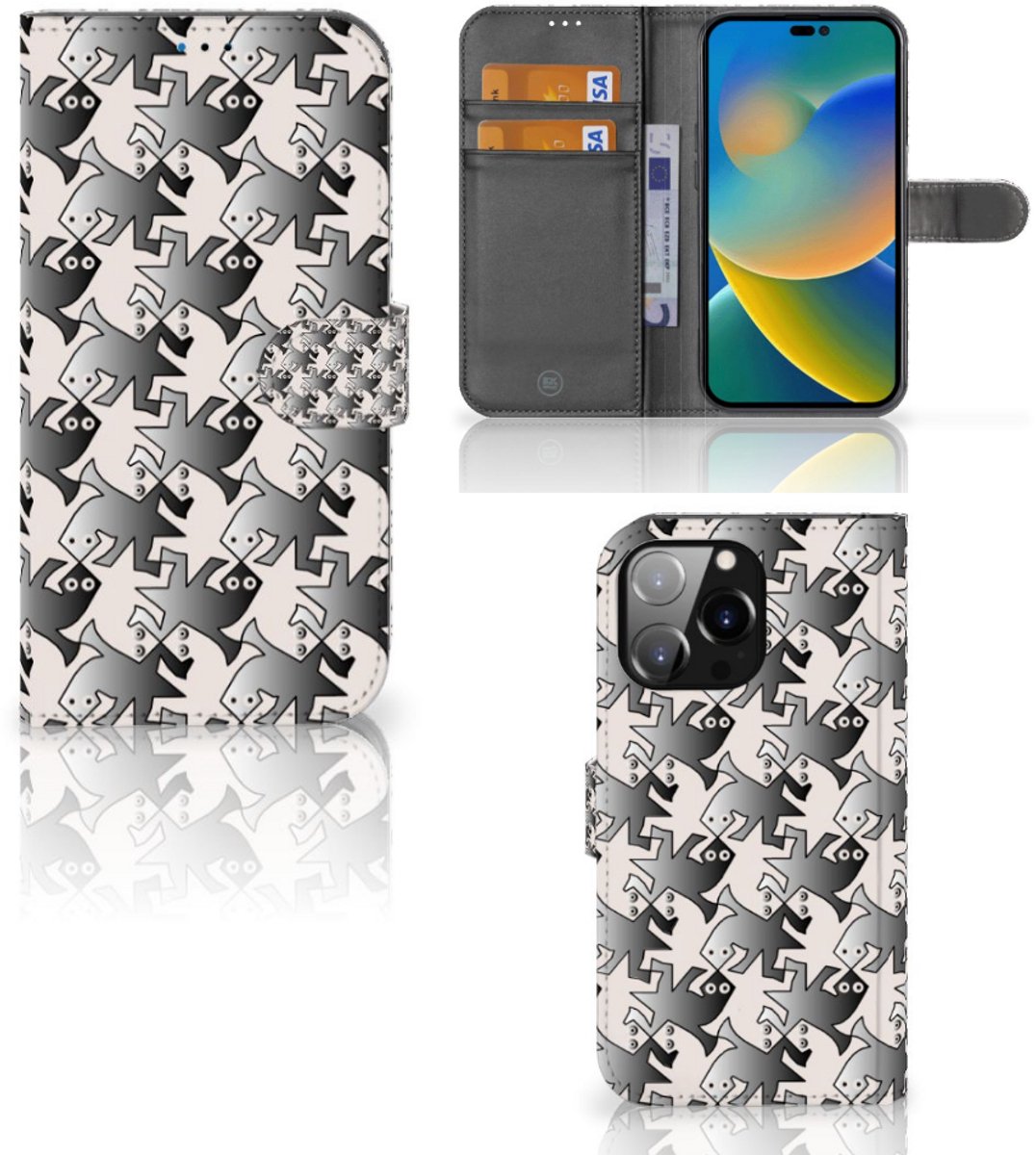 iPhone 14 Pro Max Telefoonhoesje met Pasjes Salamander Grey