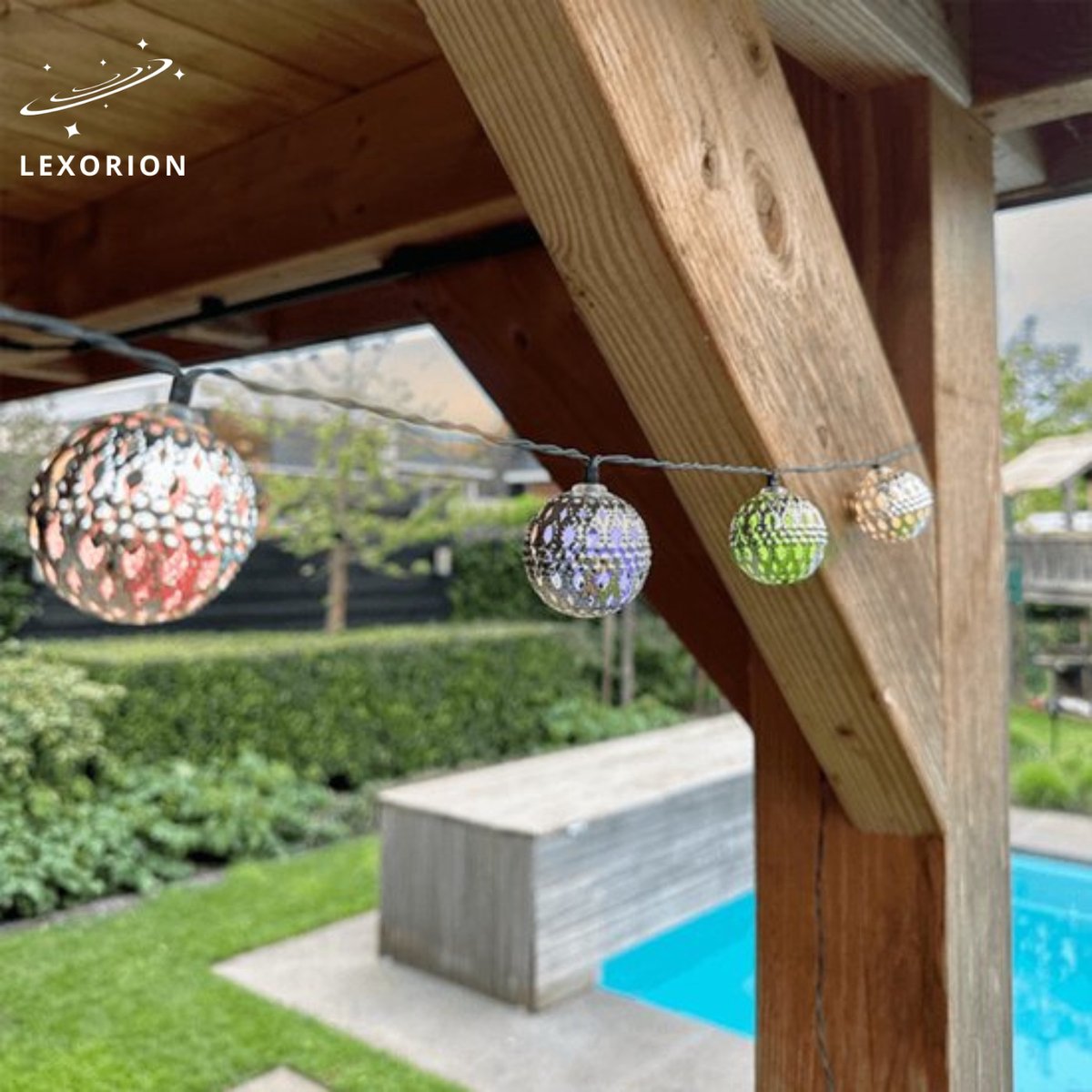 Lexorion Solar lichtsnoer Marrakech 5 meter – RGB multicolor – Zonne-energie tuinverlichting – Buiten lichtsnoer