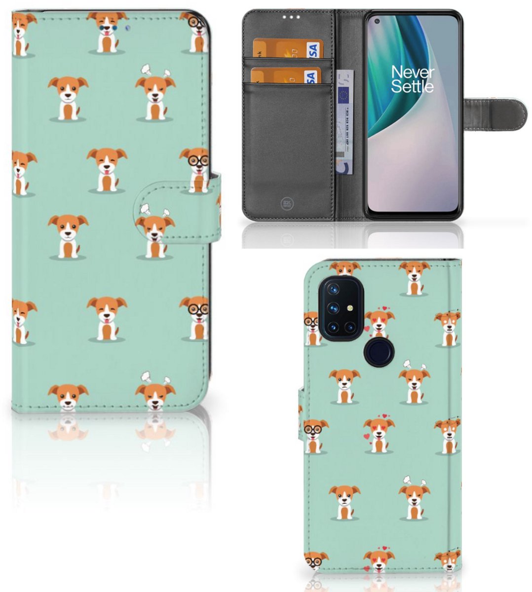 OnePlus Nord N10 Telefoonhoesje met Pasjes Pups