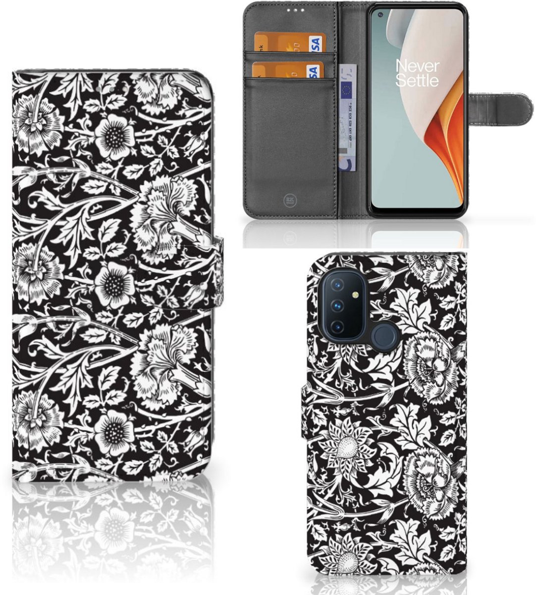 OnePlus Nord N100 Hoesje Black Flowers