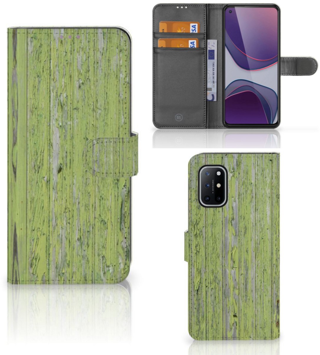 OnePlus 8T Book Style Case Green Wood