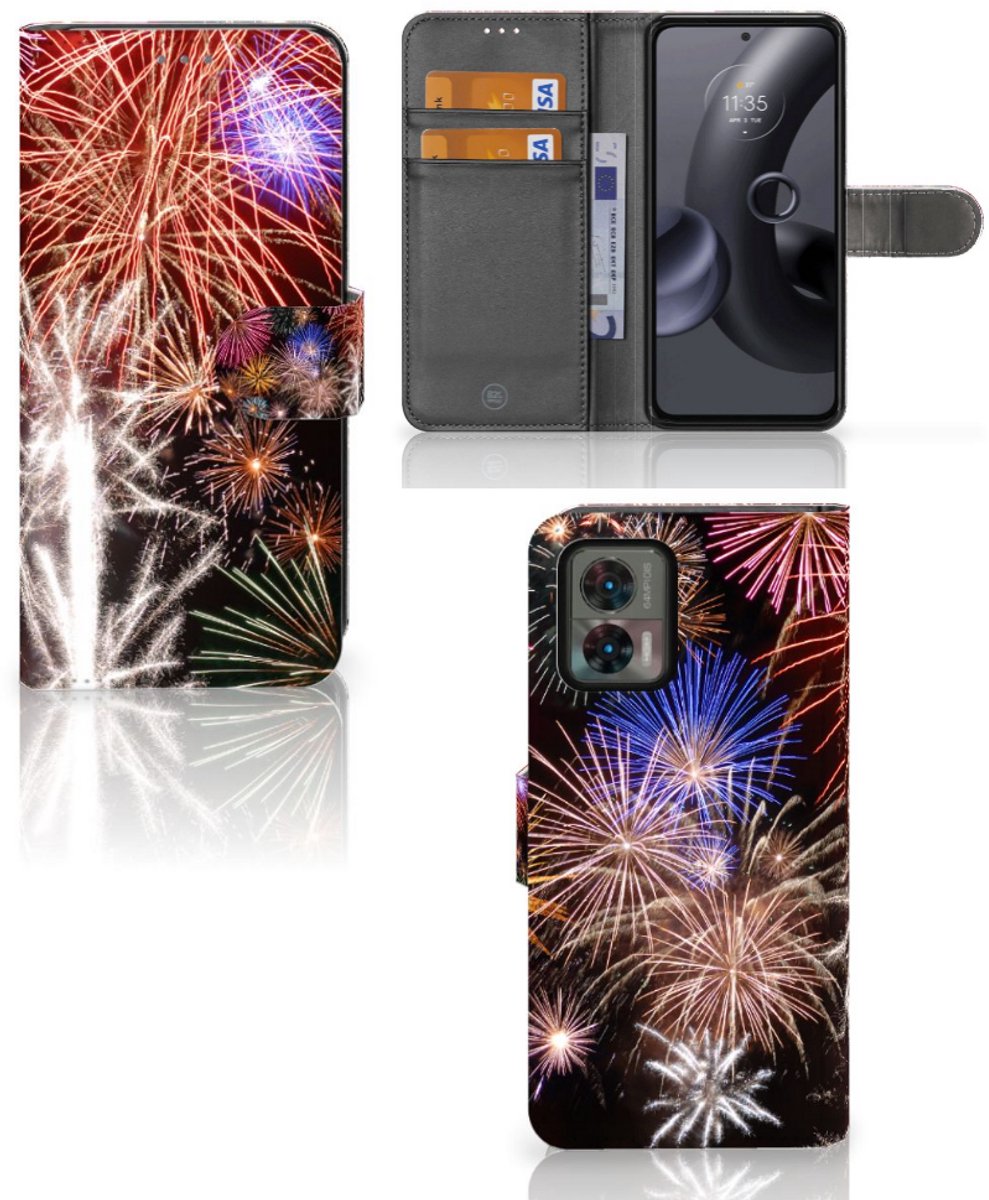 Motorola Edge 30 Neo Wallet Case met Pasjes Vuurwerk
