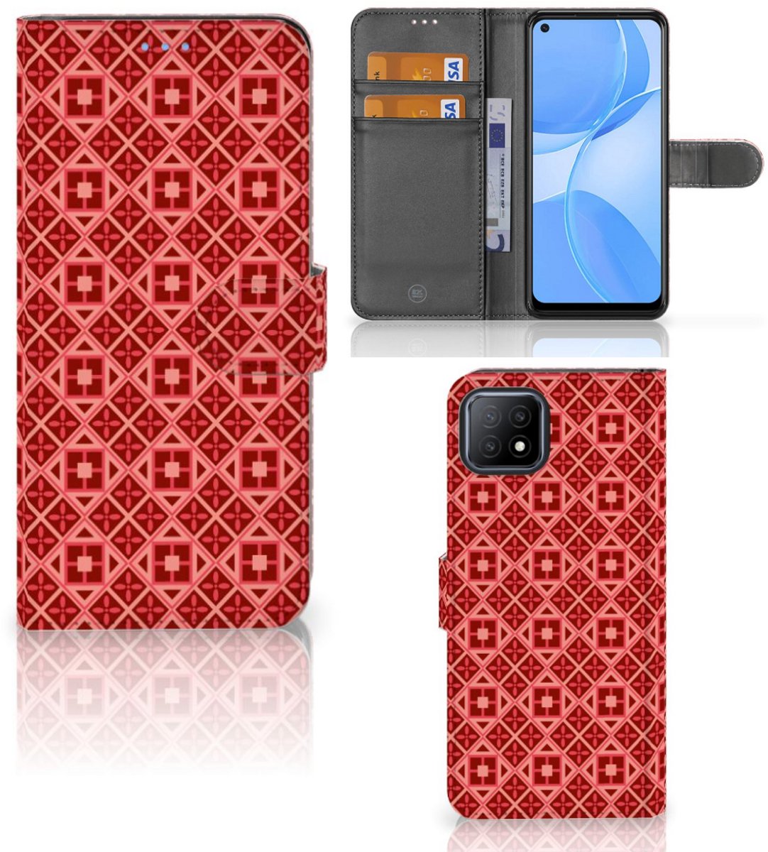 OPPO A73 5G Telefoon Hoesje Batik Rood