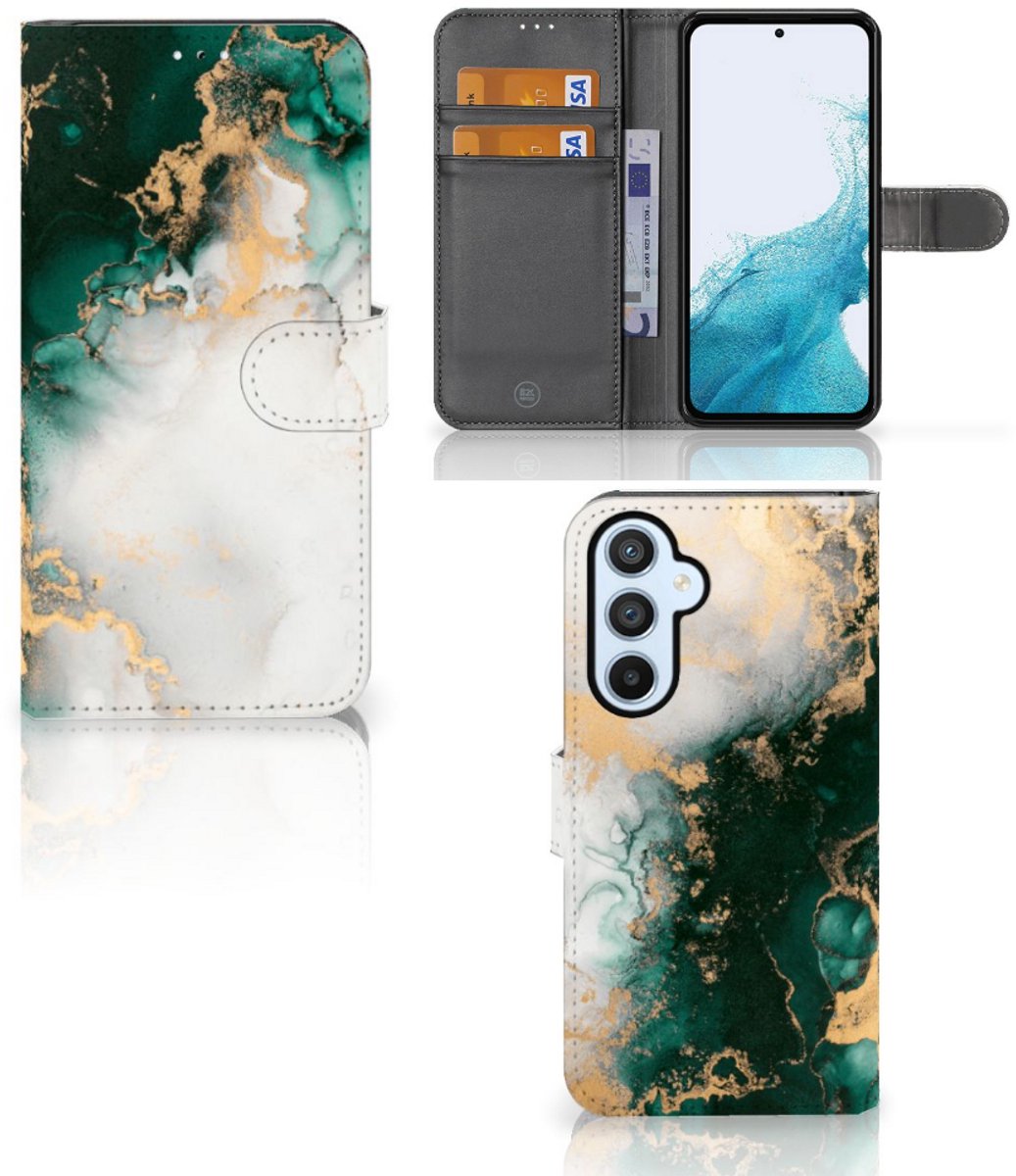 Bookcase voor Samsung Galaxy A54 5G Marmer Groen